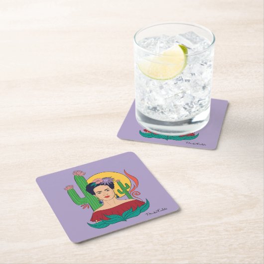 フリダカホ砂漠グラフィック スクエアペーパーコースター (インサイチュ)