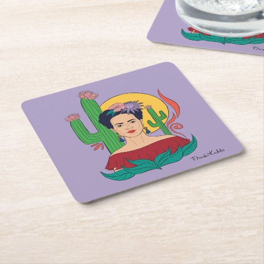 フリダカホ砂漠グラフィック スクエアペーパーコースター (アングル)