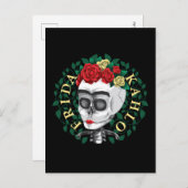フリダカホ |バラクラウン付きスカル ポストカード (正面/裏面)