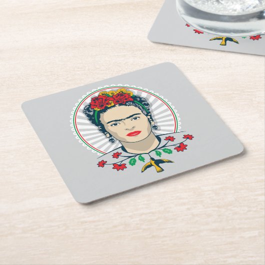 フリダカホ |ヴィンテージフローラ スクエアペーパーコースター (アングル)