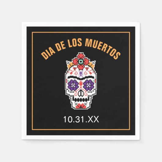フリダカホ | Dia De Los Muertos スタンダードカクテルナプキン (正面)