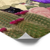 フリダカーロキャットモンキーカラフルフローラコラージュ ポスター (角)