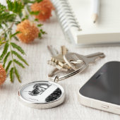 フリダカーロブラックアンドホワイトポートレート キーホルダー (側面)