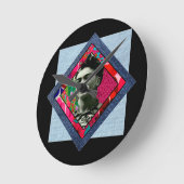 フリダカーロレトロピンクデニム ラウンド壁時計 (傾斜)