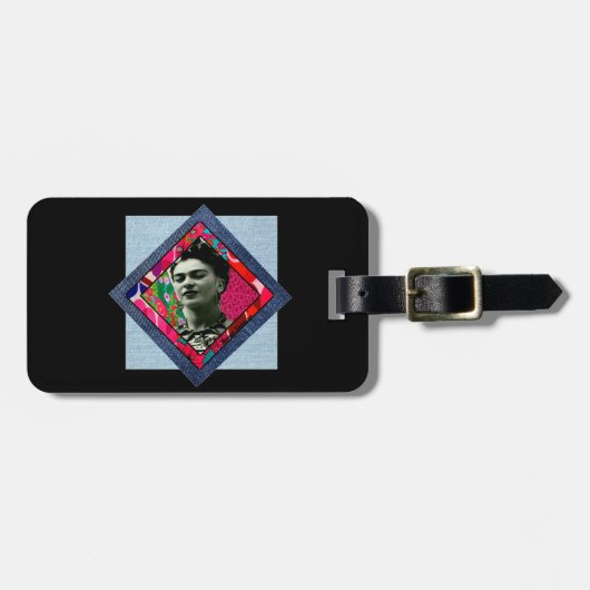 フリダカーロレトロピンクデニム ラゲッジタグ (正面横)