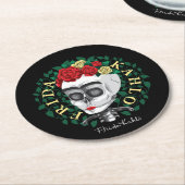 フリダカーロ |スカルとバラクラウン ラウンドペーパーコースター (アングル)