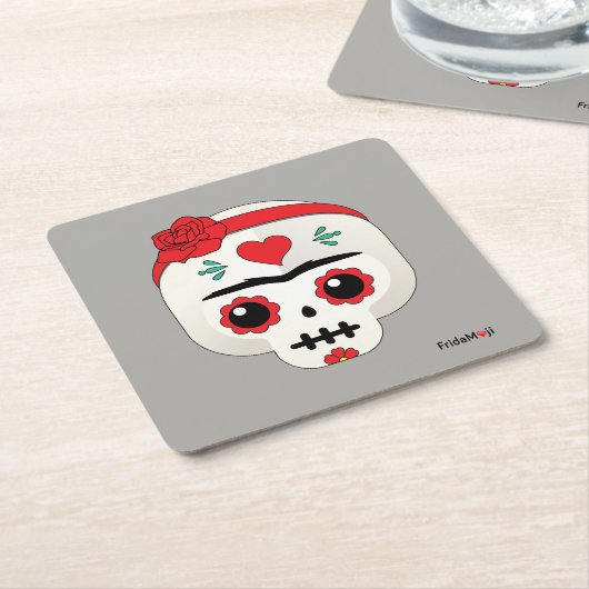 フリダカーロ |フリダモジ – シュガースカル スクエアペーパーコースター (アングル)