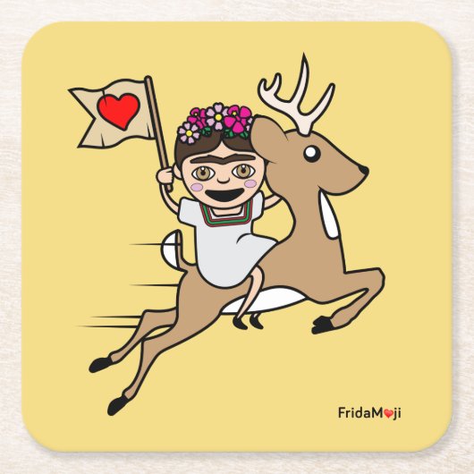 フリダカーロ |フリダモジ – トナカイ スクエアペーパーコースター (正面)
