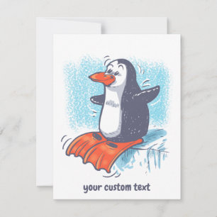 フリッおもしろいパーを着たペンギン サンキューカード