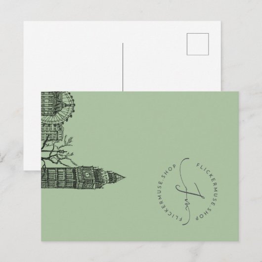 フリッカーズロンドン色トーンスケッチ葉書 ポストカード (正面/裏面)