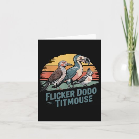 フリッカーDodo Titmouseおもしろいレトロ鳥の愛好家Desi カード (正面)