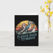 フリッカーDodo Titmouseおもしろいレトロ鳥の愛好家Desi カード (黄色い花)
