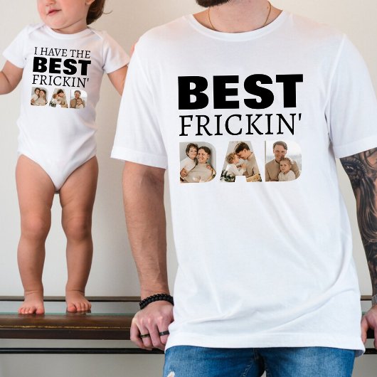 フリッキン最高のパパの写真のコラージュを持っている ベビーボディスーツ