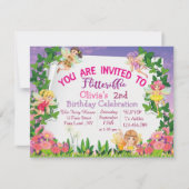 フリッテリフィック ピンク マジカル フェアリー ランド 2歳の誕生日 招待状 (正面)