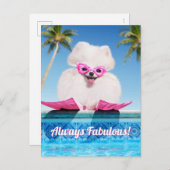 フリッパーのプールサイド犬 インビテーションポストカード (正面/裏面)