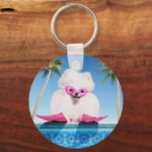 フリッパーの付いたプールサイド犬 キーホルダー (正面)