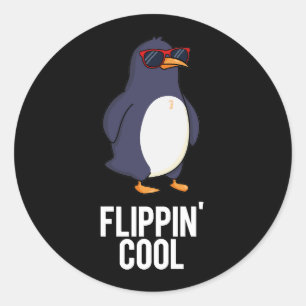 フリッピクールンおもしろいペンギンプンダークBG ラウンドシール