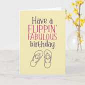 フリップかわいい夏のプリンおもしろい誕生日 カード (黄色い花)