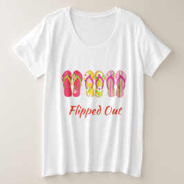 フリップされたフリップフロップの女性合計+サイズtシャツ プラスサイズTシャツ