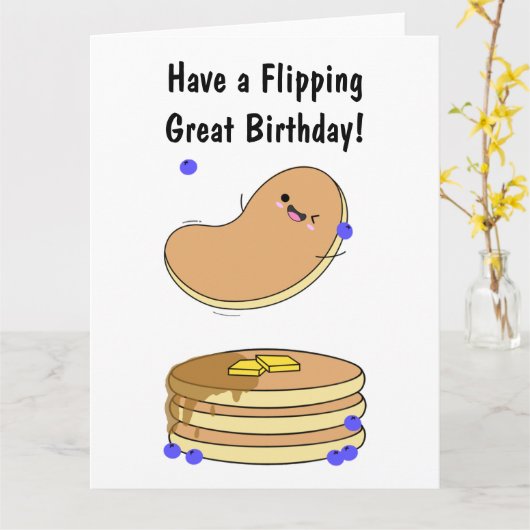 フリップした素晴らし誕生日のパンケーキカードを持つ カード (黄色い花)