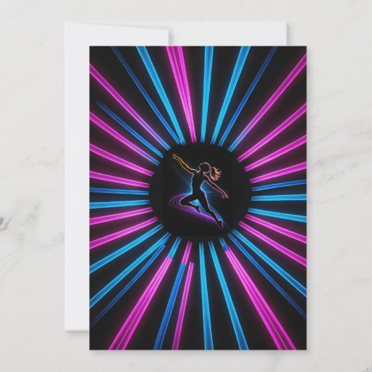 フリップオンオーバーおもしろいネオングロー体操誕生日 招待状 (裏面)