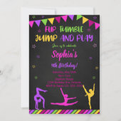 フリップタンブルジャンプ体操ブラック誕生日招待状 招待状 (正面)