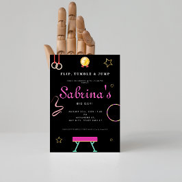 フリップタンブル&ジャンプ体操ガールバースデーパーティー 招待状