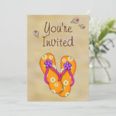 フリップフロップとビーチ誕生日パーティーの招待 招待状 (スタンド正面)