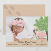 フリップフロップとフラミンゴベビー誕生のお知らせ 案内状 (正面/裏面)