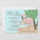 フリップフロップとフラミンゴ赤ちゃんシャワー 招待状 (正面)