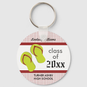 フリップフロップのカスタム卒業キーチェーン：赤 キーホルダー