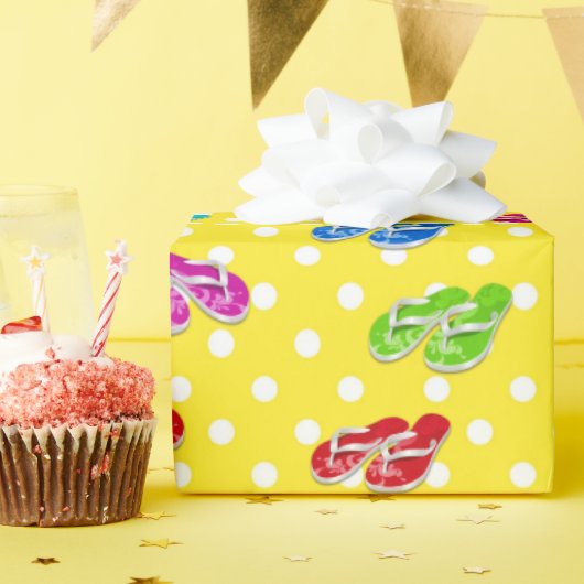 フリップフロップの水玉模様 ラッピングペーパー (誕生日パーティー)