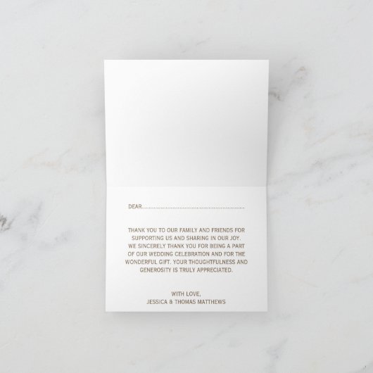 フリップフロップの砂のビーチのバーラップの結婚式のコレクション サンキューカード (内部)