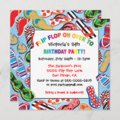 フリップフロップサンダルバースデーパーティ招待状 招待状 (正面/裏面)