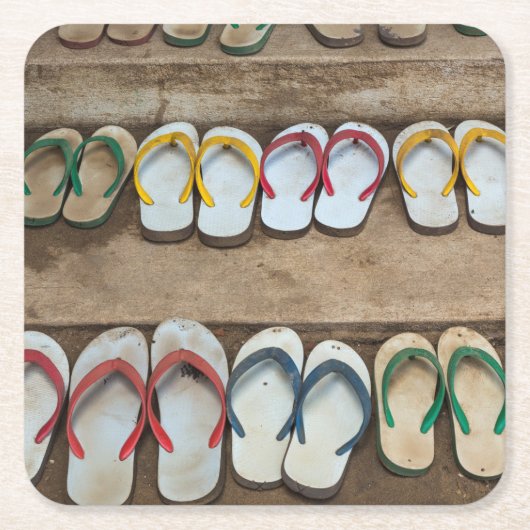 フリップフロップサンドル スクエアペーパーコースター (正面)