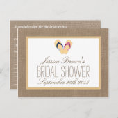 フリップフロップバーラップビーチブライダルシャワーレシピカード インビテーションポストカード (正面/裏面)