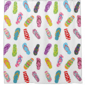 フリップフロップパターン |任意の背景色 シャワーカーテン (正面)