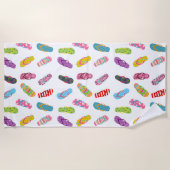 フリップフロップパターン |任意の背景色 ビーチタオル (正面)