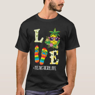 フリップフロップピンアップルの花ラブサマー日ティーシュ Tシャツ