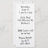 フリップフロッププールパーティー誕生日招待状 招待状 (裏面)