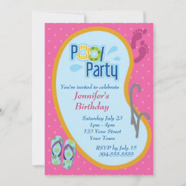 フリップフロッププールパーティー誕生日 招待状