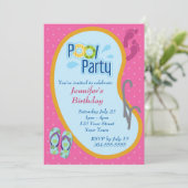 フリップフロッププールパーティー誕生日 招待状 (スタンド正面)