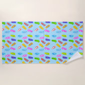 フリップフロップ型青色ビーチタオル ビーチタオル (正面)