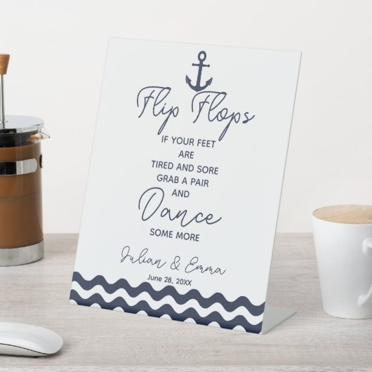 フリップフロップ航海のウェディングパーティープリント 台座サイン (インサイチュ)