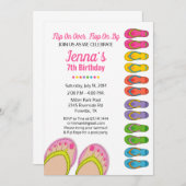 フリップフロップ誕生日パーティー招待プールパーティー 招待状 (正面/裏面)