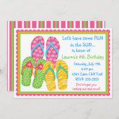 フリップフロップ 誕生日 招待状 (正面/裏面)