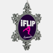 フリップ倒れかけた体育専門家のオーナメント スノーフレークピューターオーナメント (左)