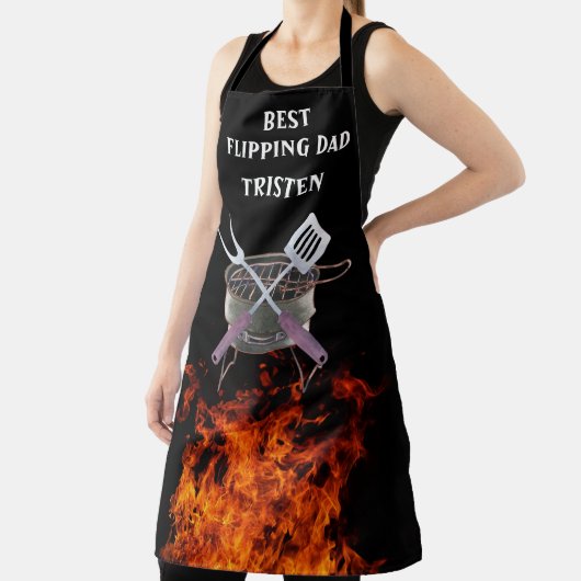 フリッ最高のプパパ火炎名モノグラムグリルBBQ エプロン (インサイチュ)