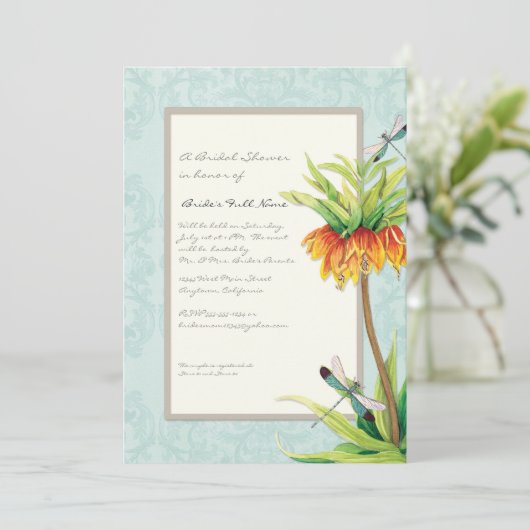 フリティリエレガントアトンボフローラブライダルシャワー 招待状 (スタンド正面)