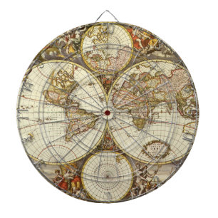 フリデリック・デ・ウィットによるアンティークな古地図、1680年頃 ダーツボード